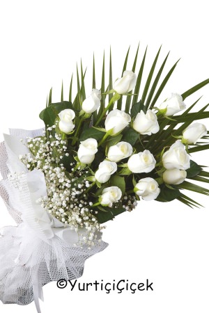 15 White Roses Bouquet 