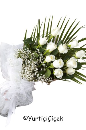 11 White Roses Bouquet