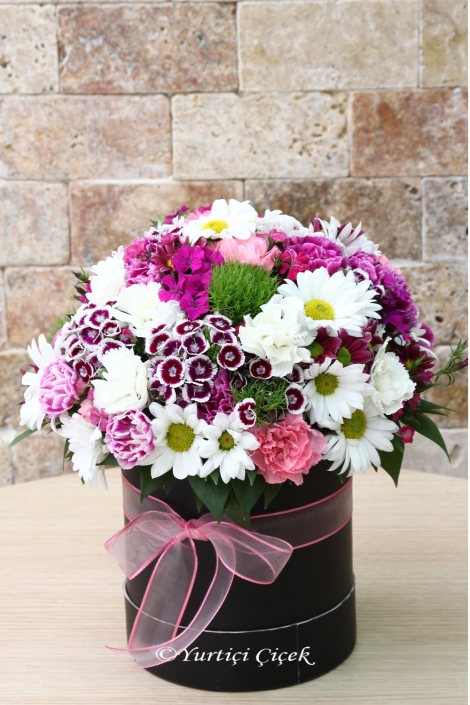 Seosanal Flowers in a Round Box